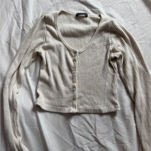 Brandy Melville Beige Ribbed Cardigan